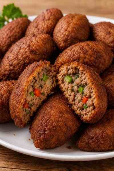 BOLINHO DE CARNE MOÍDA DE FEIRA Delicioso pronto para servir