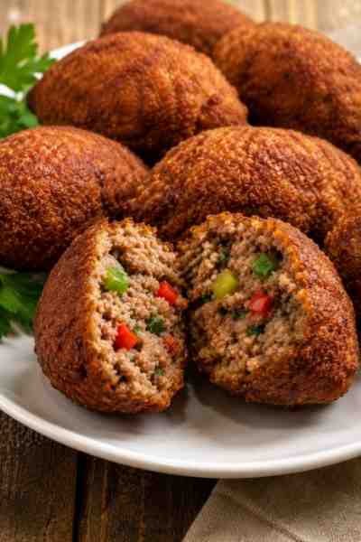 BOLINHO DE CARNE MOÍDA FICA CROCANTE POR FORA pronto para servir