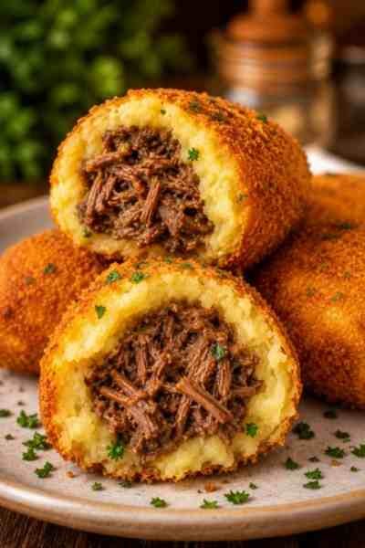 BOLINHO DE MANDIOCA COM CARNE pronto para servir