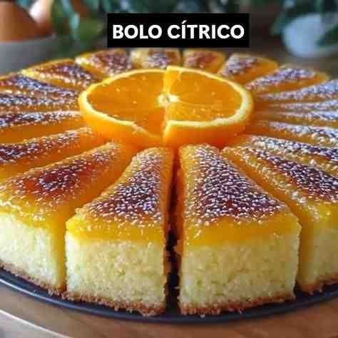 Bolo Cítrico com Calda de Laranja