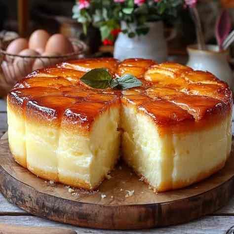 Bolo Cremoso de Abacaxi Caramelizado