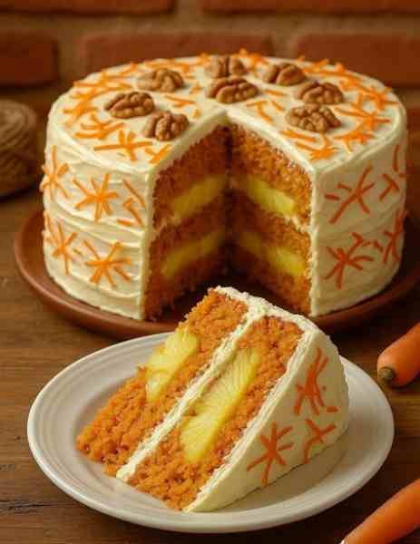 Bolo de Cenoura com Abacaxi e Nozes