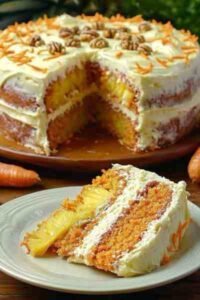 Bolo de Cenoura e Abacaxi pronto para servir
