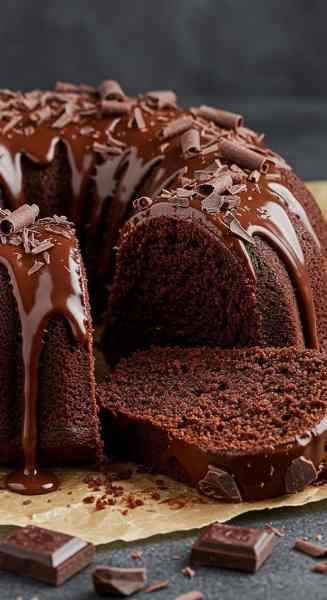 Bolo de Chocolate Fofinho com Ganache pronto para servir