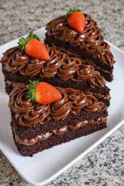 Bolo de Chocolate Recheado com Brigadeiro e Morangos