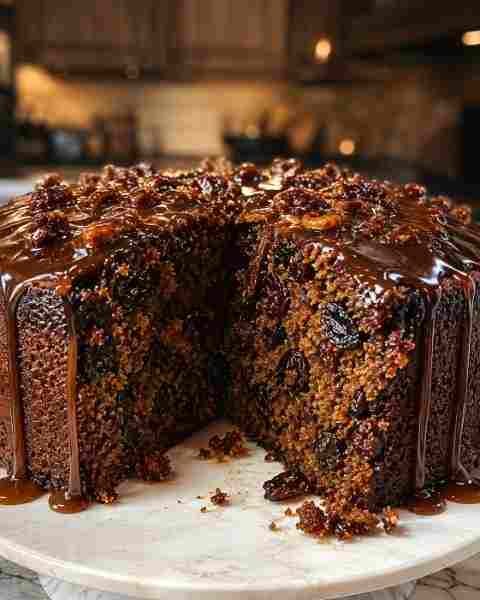 Bolo de Frutas Secas com Cobertura de Chocolate