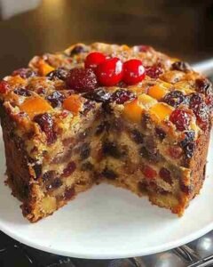 Bolo de Frutas Secas e Cristalizadas pronto para servir