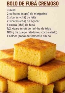 Bolo de Fubá Cremoso da Vovó Ana pronto para servir