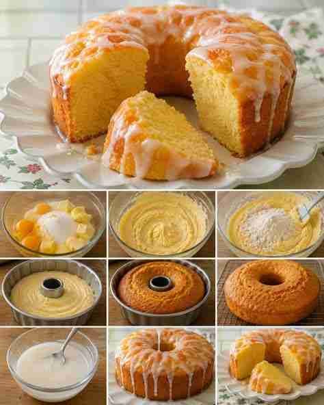 Bolo de Laranja com Glacê pronto para servir