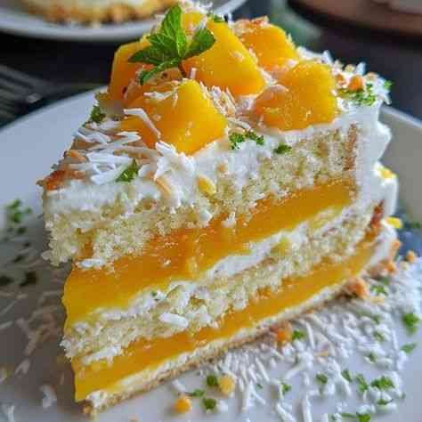 Bolo de Manga com Coco pronto para servir