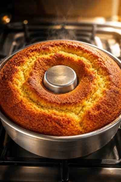 Bolo de Milho Cremoso de Liquidificador pronto para servir