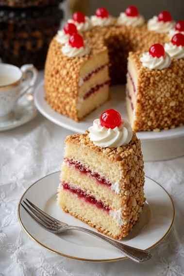 Bolo de Paçoca com Geleia e Chantilly pronto para servir