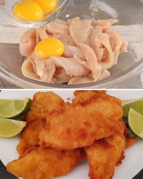 Frango na maionese empanado dourado e crocante servido em prato