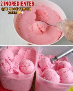 Sorvete caseiro cremoso servido em bolas