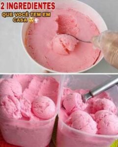 Sorvete caseiro com 2 ingredientes servido em taças