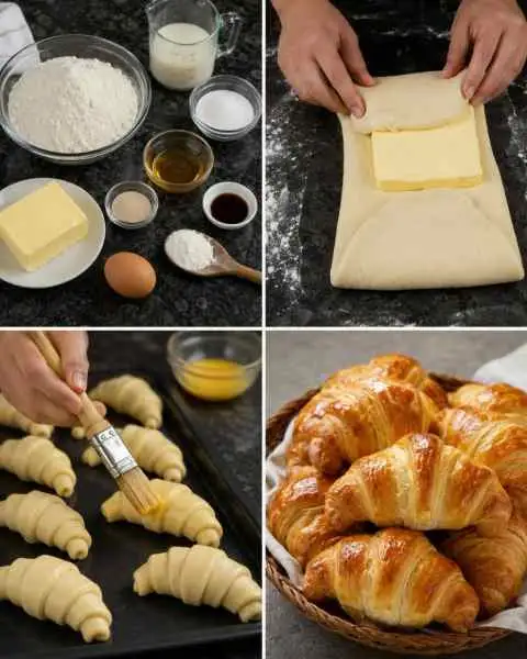 30 Croissants com 500 g de Farinha e calda de açúcar