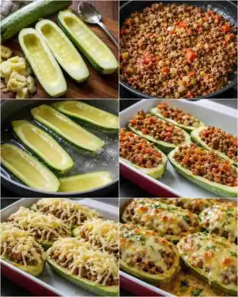 Abobrinhas Recheadas com Carne e Queijo