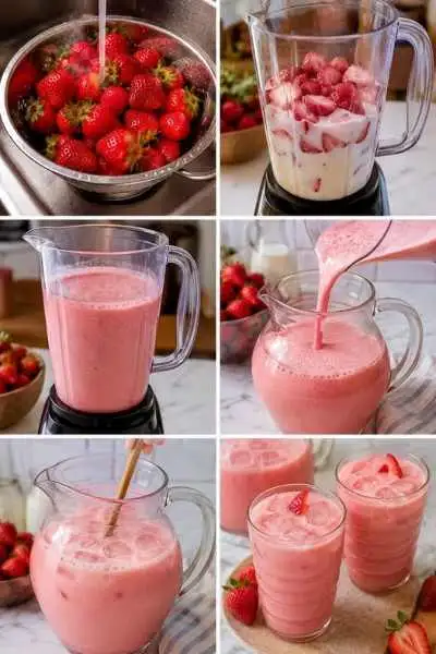 Bebida Cremosa de Morango com Pedaços da Fruta