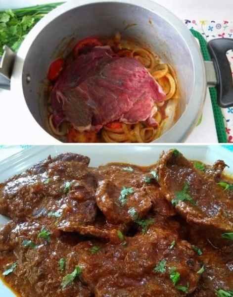 Bife Acebolado na Panela de Pressão