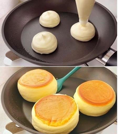 Bolinho Nuvem Japonês de Frigideira pronto para servir