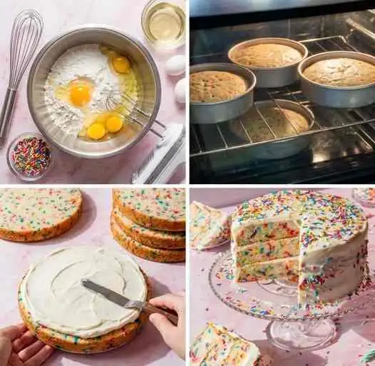 Bolo Colorido com Confeitos e Creme de Manteiga