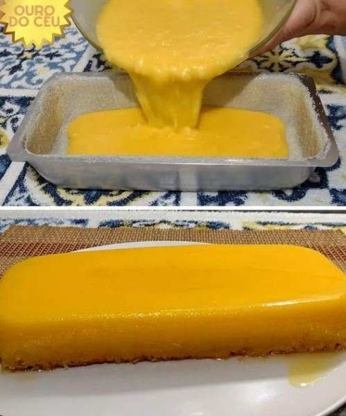 Bolo Cremoso de Milho Dourado pronto para servir