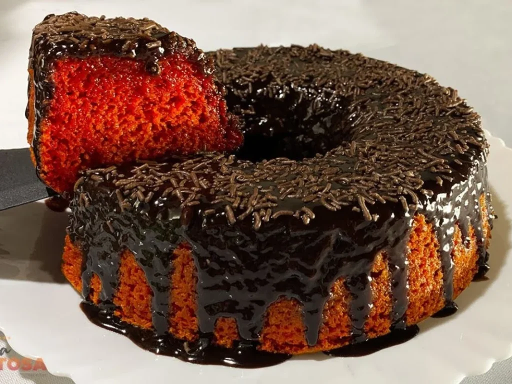 Bolo de beterraba com cobertura de chocolate