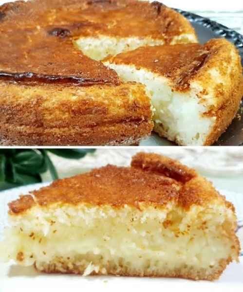 Bolo de Coco Cremoso de Liquidificador pronto para servir
