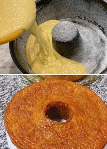 Bolo de Fubá Cremoso de Liquidificador pronto para servir