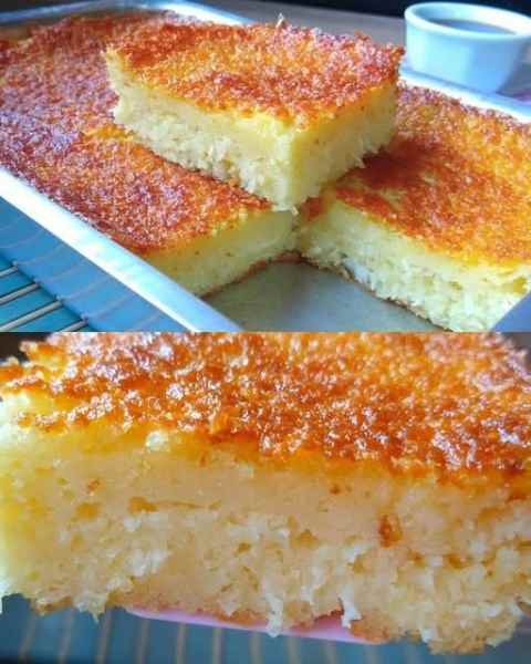 Bolo Queijadinha Cremoso de Liquidificador pronta para servir