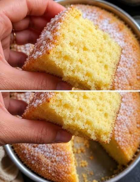 Um bolo simples feito com amido de milho, leite e ovos, com miolo leve e sabor suave
