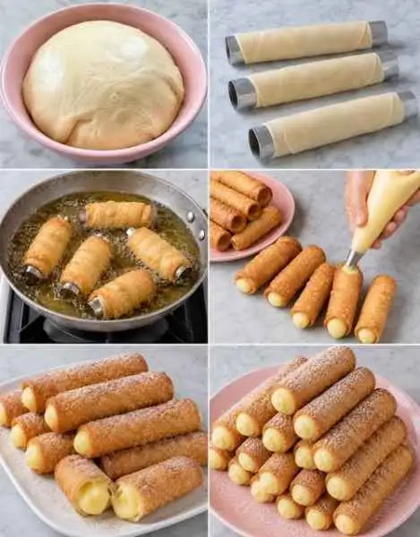 Canudinhos Crocantes com Creme de Confeiteiro
