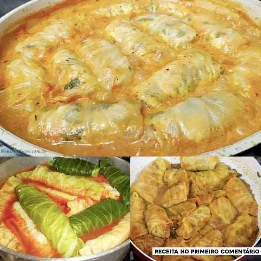 Charuto de Repolho com Carne Moída pronta para servir