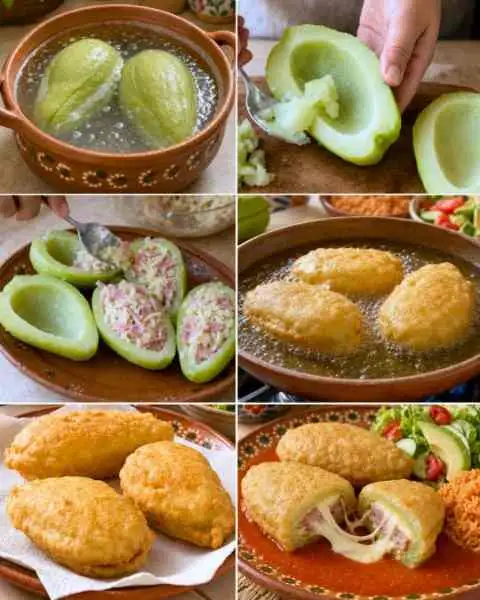Chuchus Recheados com Queijo e Presunto