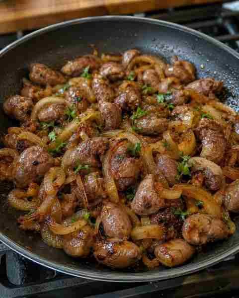 Coraçãozinho de Frango Acebolado Bem Douradinho