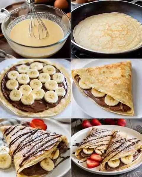 Crepes de Creme de Avelã com Banana