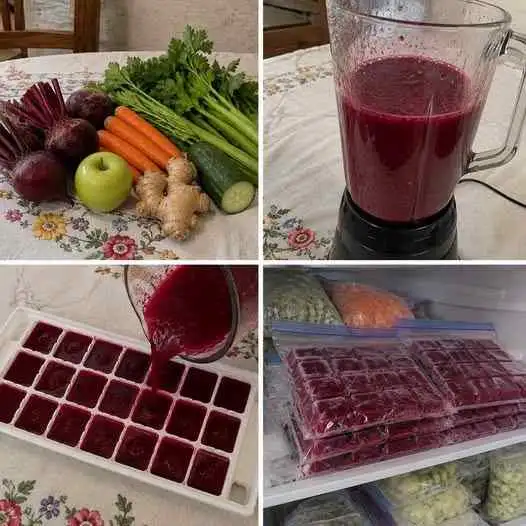 Cubinhos de Suco de Beterraba Para a Semana Toda