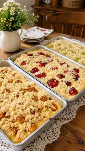 Cuca Alemã Fofinha com Frutas e Farofa