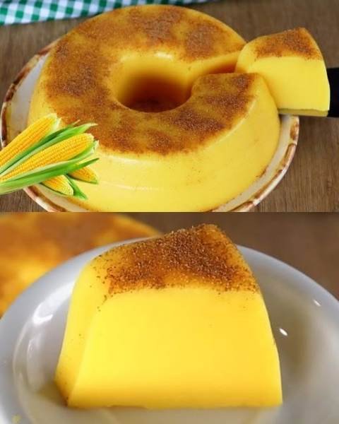 Curau de Milho de Corte Caseiro pronta para servir