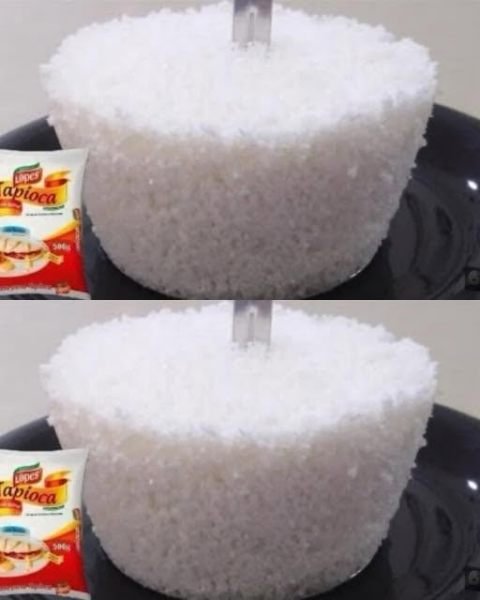 Cuscuz de Tapioca Cremoso com Coco pronta para servir