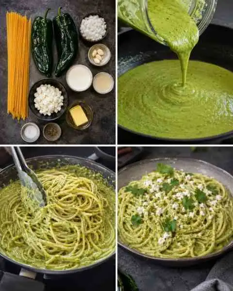 Espaguete Verde Cremoso com Pimentão
