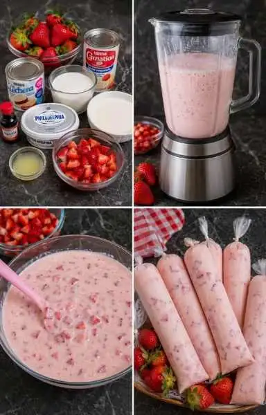 Geladinhos de Morango com Creme