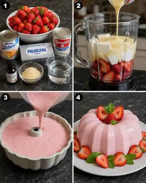 Gelatina de Queijo Cremoso e Morango — Fácil e Cremosa
