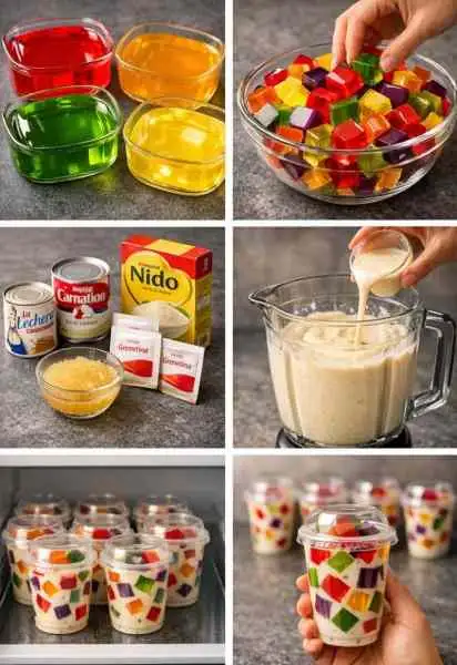 Gelatina Mosaico Cremosa com Queijo Cremoso