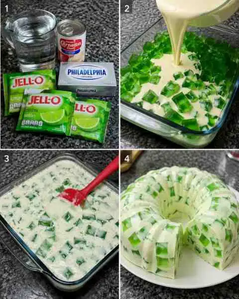 Gelatina Mosaico Cremosa de Limão com Queijo Cremoso