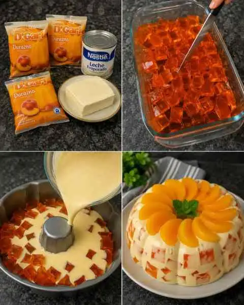 Gelatina Mosaico Cremosa de Pêssego