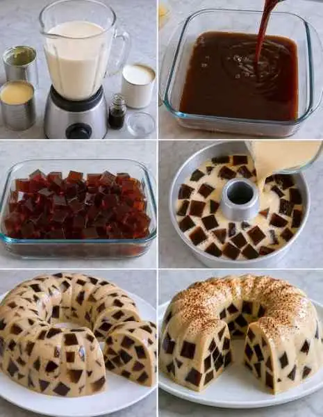 Gelatina Mosaico de Café com Creme de Leite