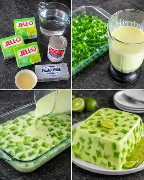 Gelatina Mosaico de Limão com Leite Evaporado