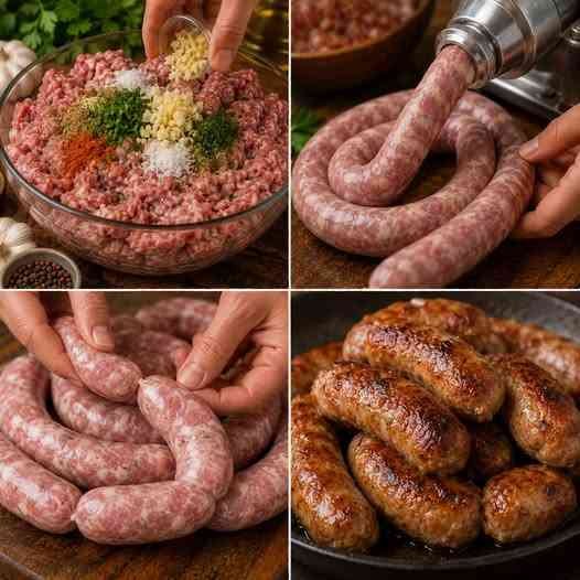 Linguiça Caseira Fácil e Suculenta pronto para servir