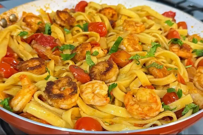 Macarrão ao Molho de Camarão Cremoso e Bem Temperado
